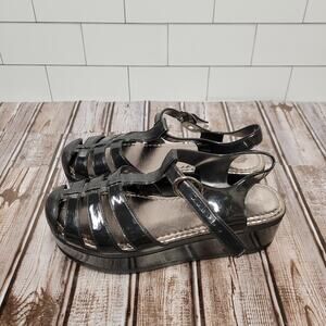 Pandora Women’s Jelly Platform Wedge Sandals Black Size 8 Slip On